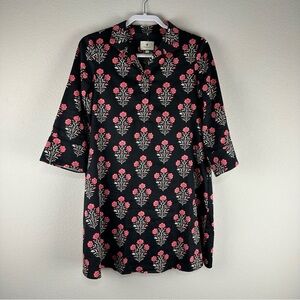 Tuckernuck Pink Black Dahlia Megan A-Line Shift 3/4 Sleeves Dress Size Small